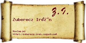 Zuberecz Irén névjegykártya
